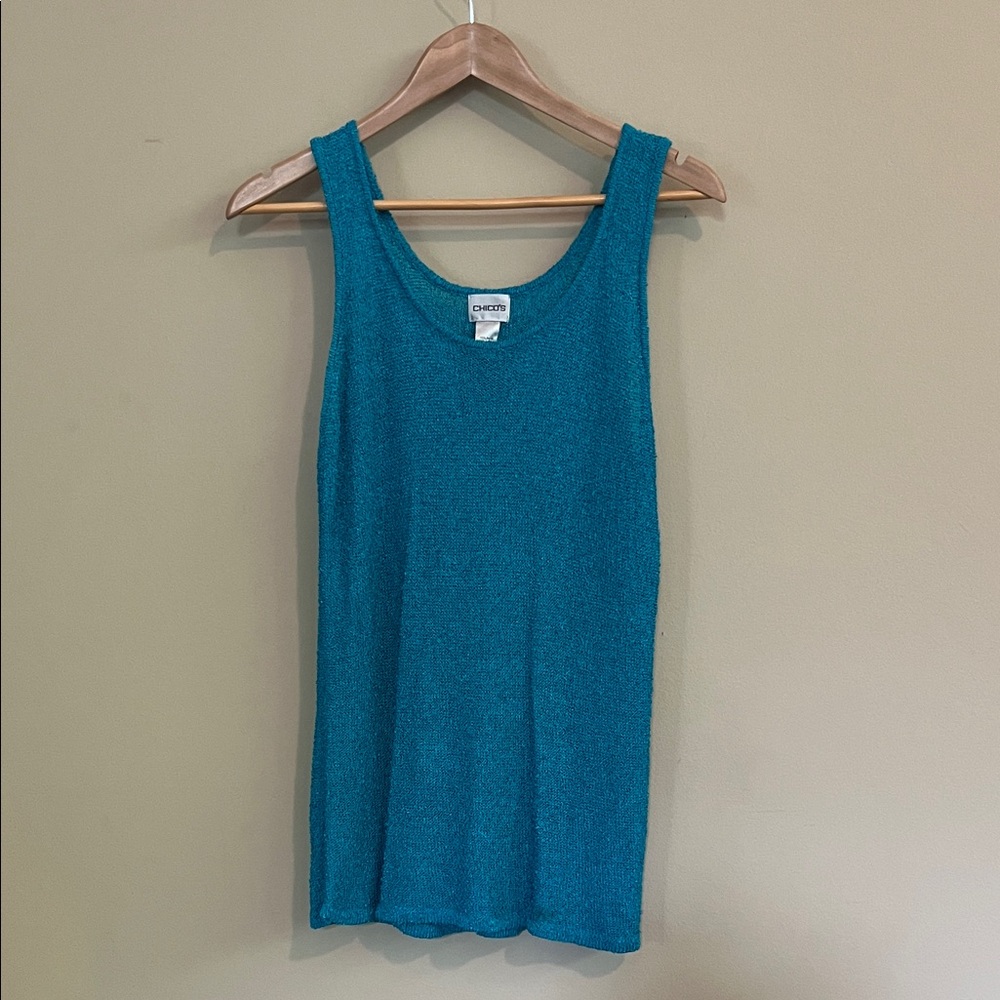 Chico's Vibrant Turquoise Blue Sweater Tank Top- Chico’s size 2 -Large